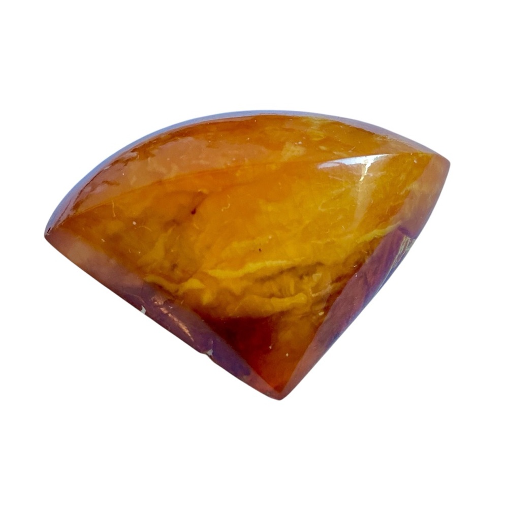 Fan Shaped Butterscotch Baltic Russian Amber Brooch with Gold Pin Back